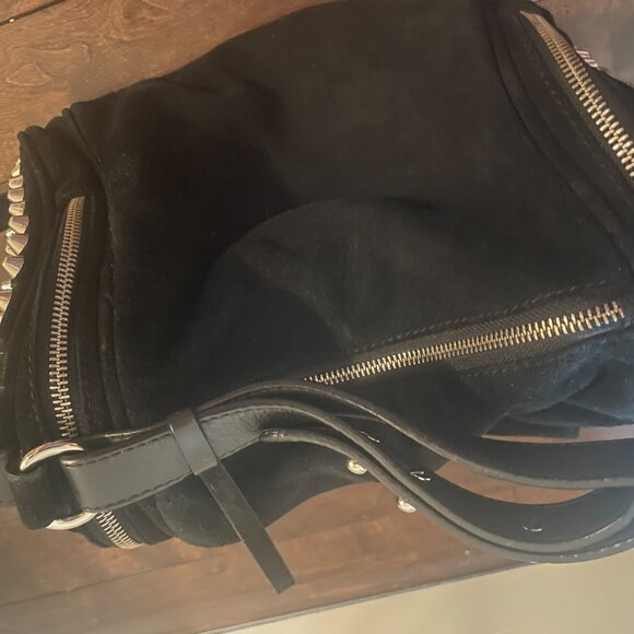 Zara black suede bag purse with studs - Picture 8 of 14